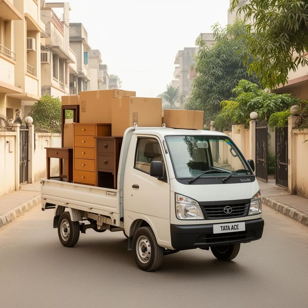 Tata Ace mini truck loaded for home shifting